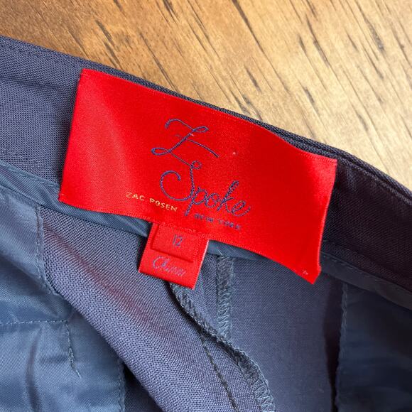 Zac Posen Womens Pants Blue Z Spoke Straight Leg Pleated Designer Career 12 - Picture 7 of 11